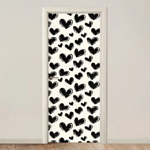 Hartjes - Patroon - Zwart deurposter klein 289 -3d_beige