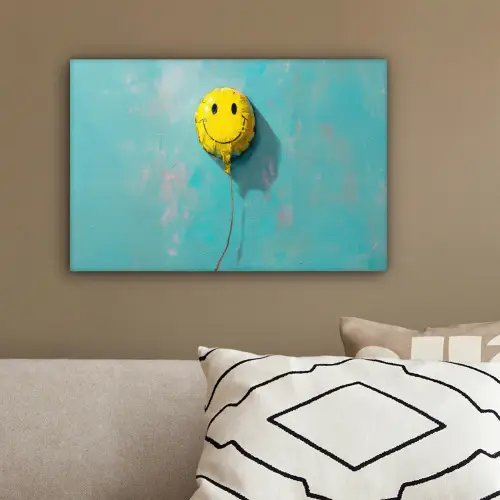 Ballon - Geel - Smiley canvas 2cm klein -sfeer3