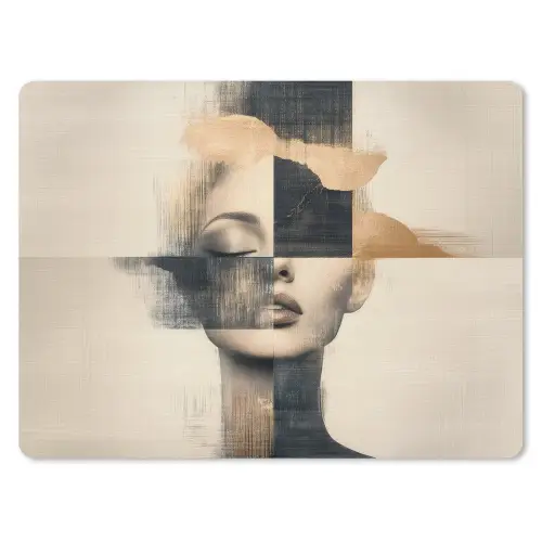 Goud - Vrouw - Rechthoeken muismat rubber klein -3d