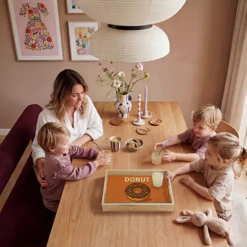 Donut - Spikkels - Kleurrijk - Quote Dienblad Rechthoek middel -sfeer4
