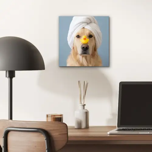 Hond - Badeend - Geel aluminium wit klein -sfeer5
