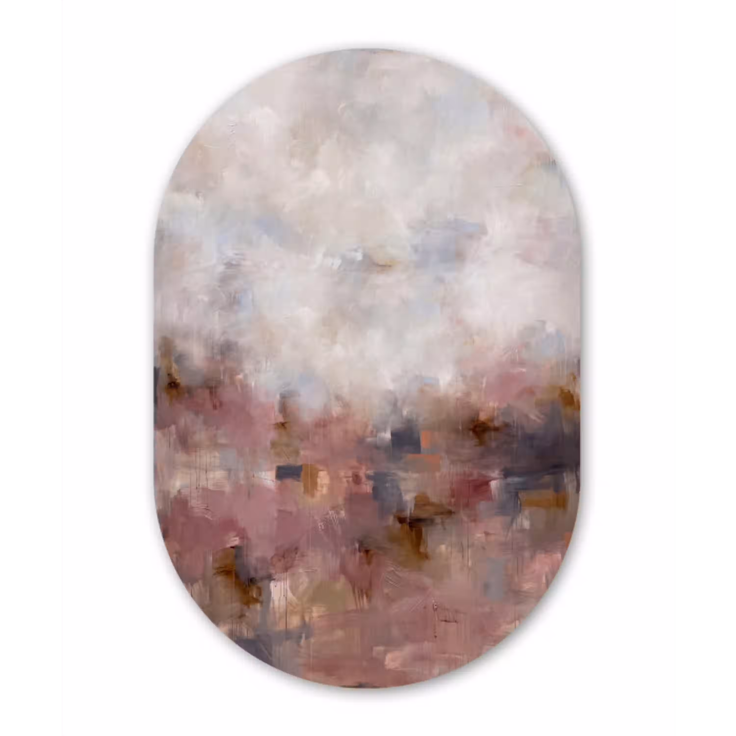 Abstract - Vloeiend - Kunst - Modern - Beige Wandcirkel Ovaal Aluminium middel -3d