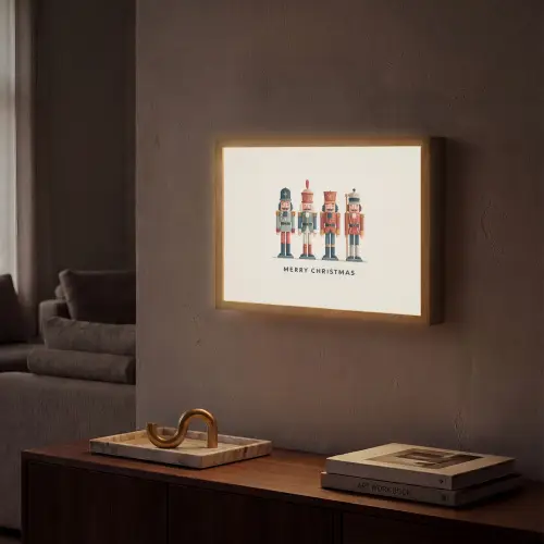 Notenkrakers - Minimalistisch - Kerst - Beige Light Box met batterij (Wandlamp) middel -sfeer1