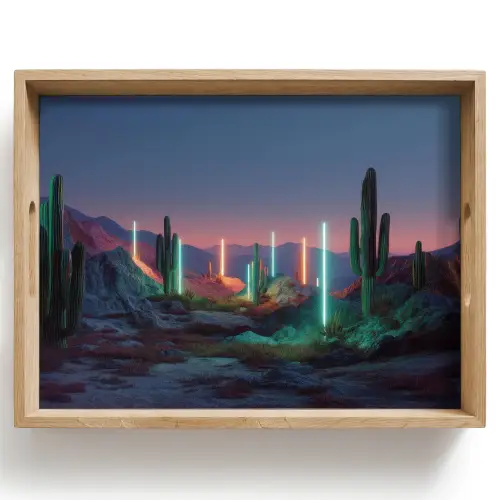 Cactus - Lichtzuilen - Zonsondergang Dienblad Rechthoek middel -z3d_shopping