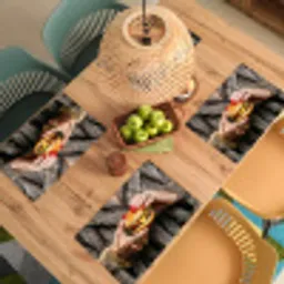 Vrouw - Hamburger - Bontjas Placemat vinyl groot -zzsfeer5_Kitchenyeah-website