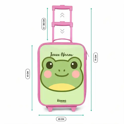 Kawai - Kikker - Groen Kinderkoffer - Roze klein -productfoto_formaten
