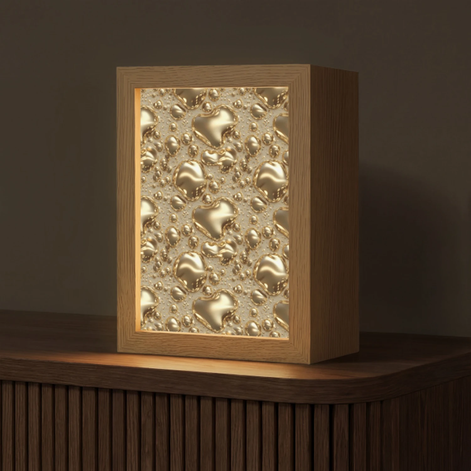 Druppels - Organisch - Goud Light Box met kabel (Tafellamp) klein 925 -z3d_website