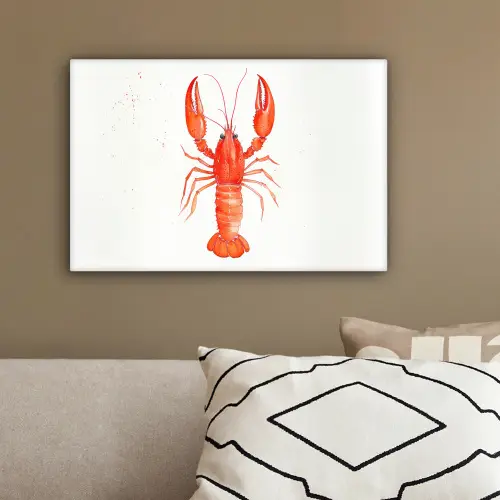 Kreeft - Waterverf - Aquarel - Oranje canvas 2cm klein -sfeer3