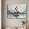 Buddha - Goud - Abstract - Modern Textielframe zwart klein -sfeer2