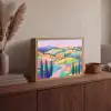 Landschap - Paars - Pastel - Huizen Light Box met batterij (Wandlamp) middel -sfeer2
