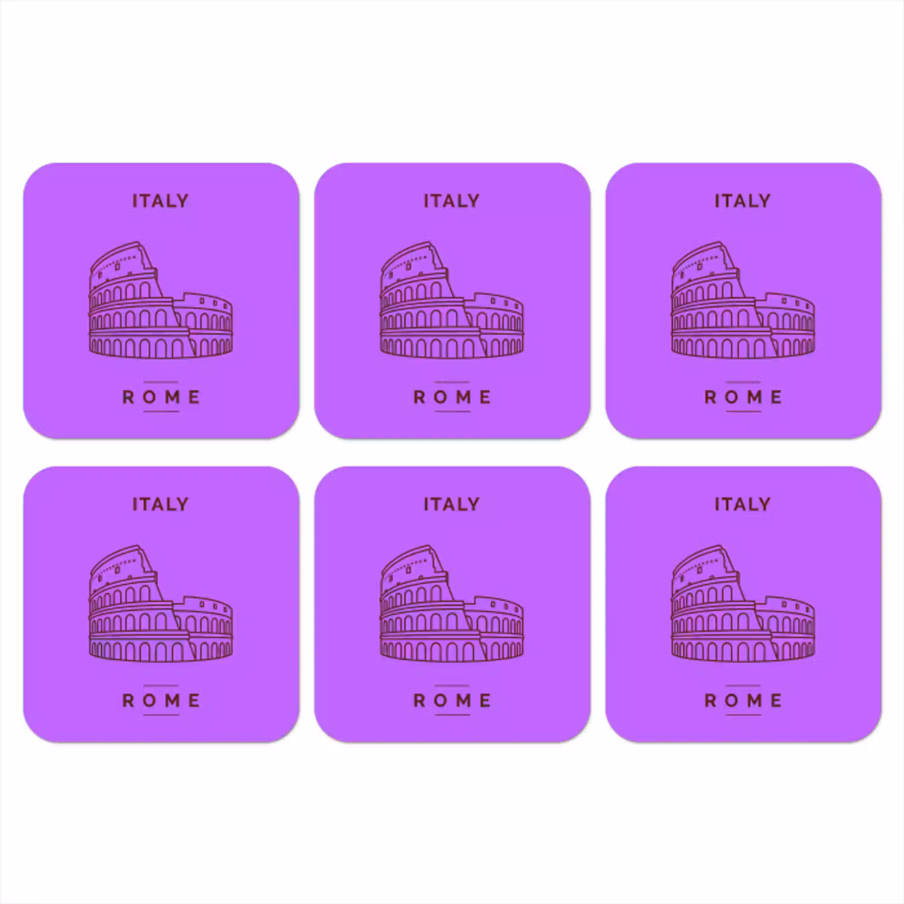 Architectuur - Colosseum - Rome - Minimalistisch - Paars onderzetter kurk middel -3d