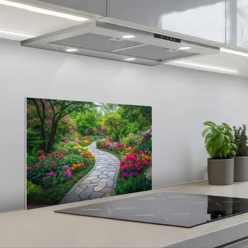 Park - Bloemen - Tuin keuken achterwand spatscherm klein -3d_schuin