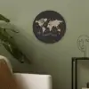 Wereldkaart - Beige - Zwart Akoestische PET Vilt - Rond klein -sfeer2