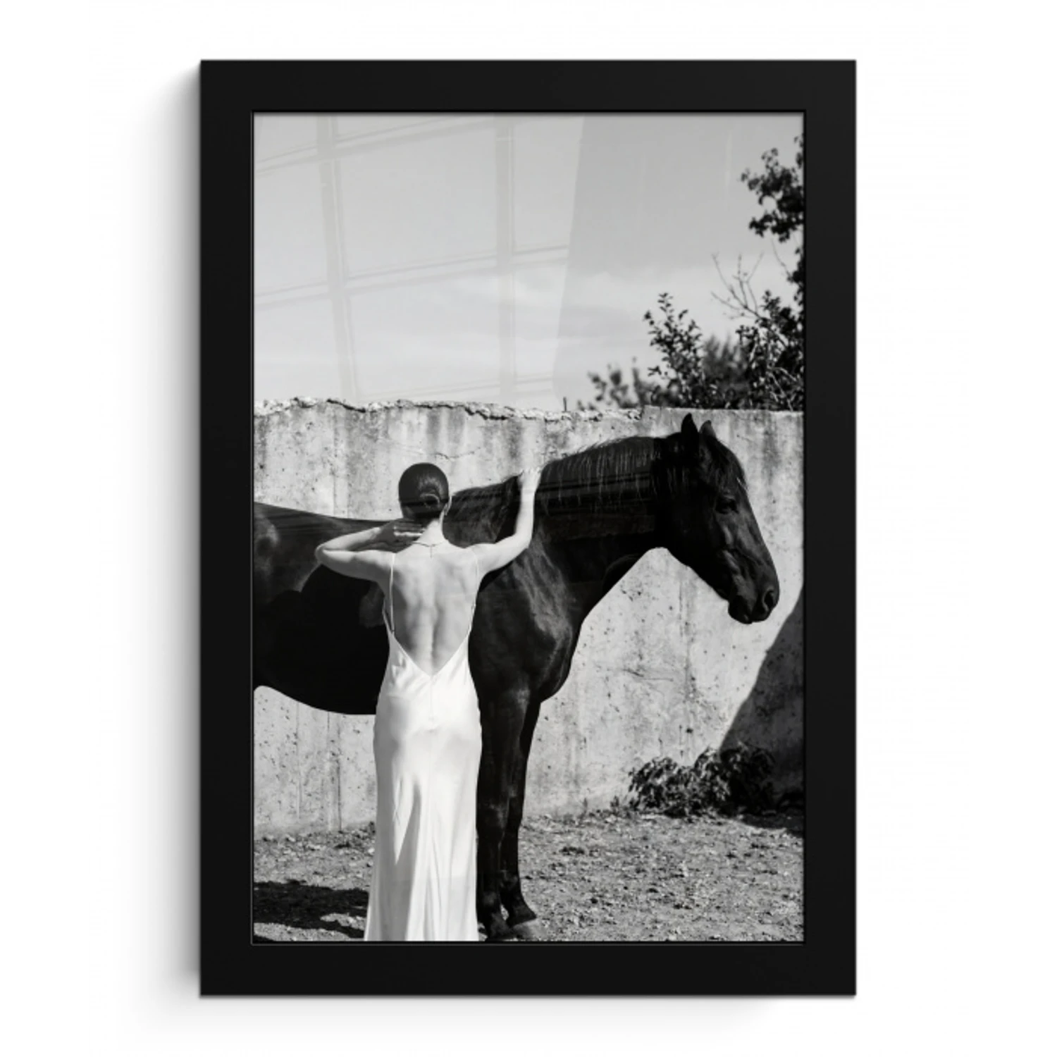 Vrouw - Paard - Artistiek fotolijst zwart zonder passe partout klein -3d