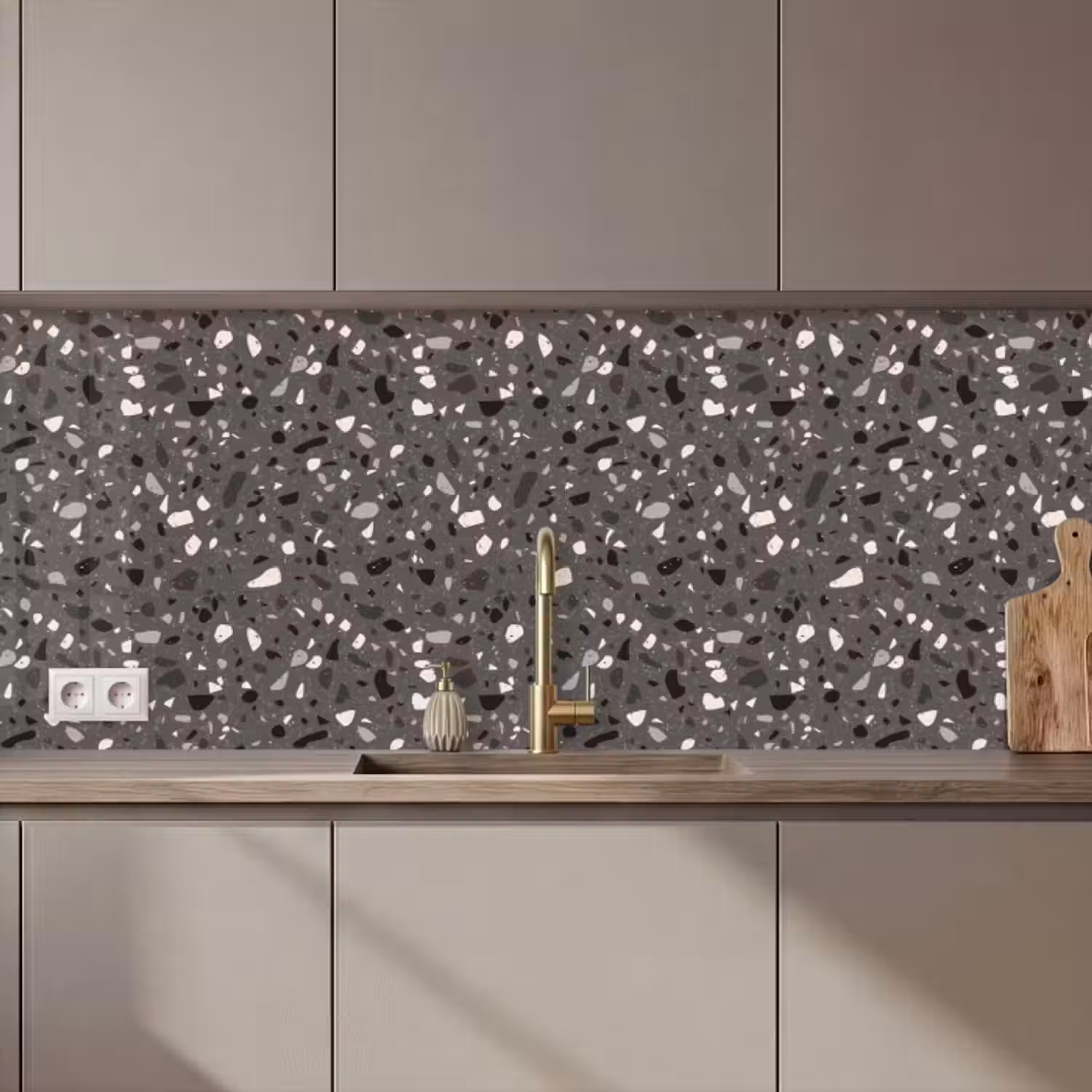 Küchenrückwand - Terrazzo - Muster - Grau