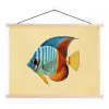 Vis - Vinnen - Blauw - Ogen textielposter latten blank klein -3d