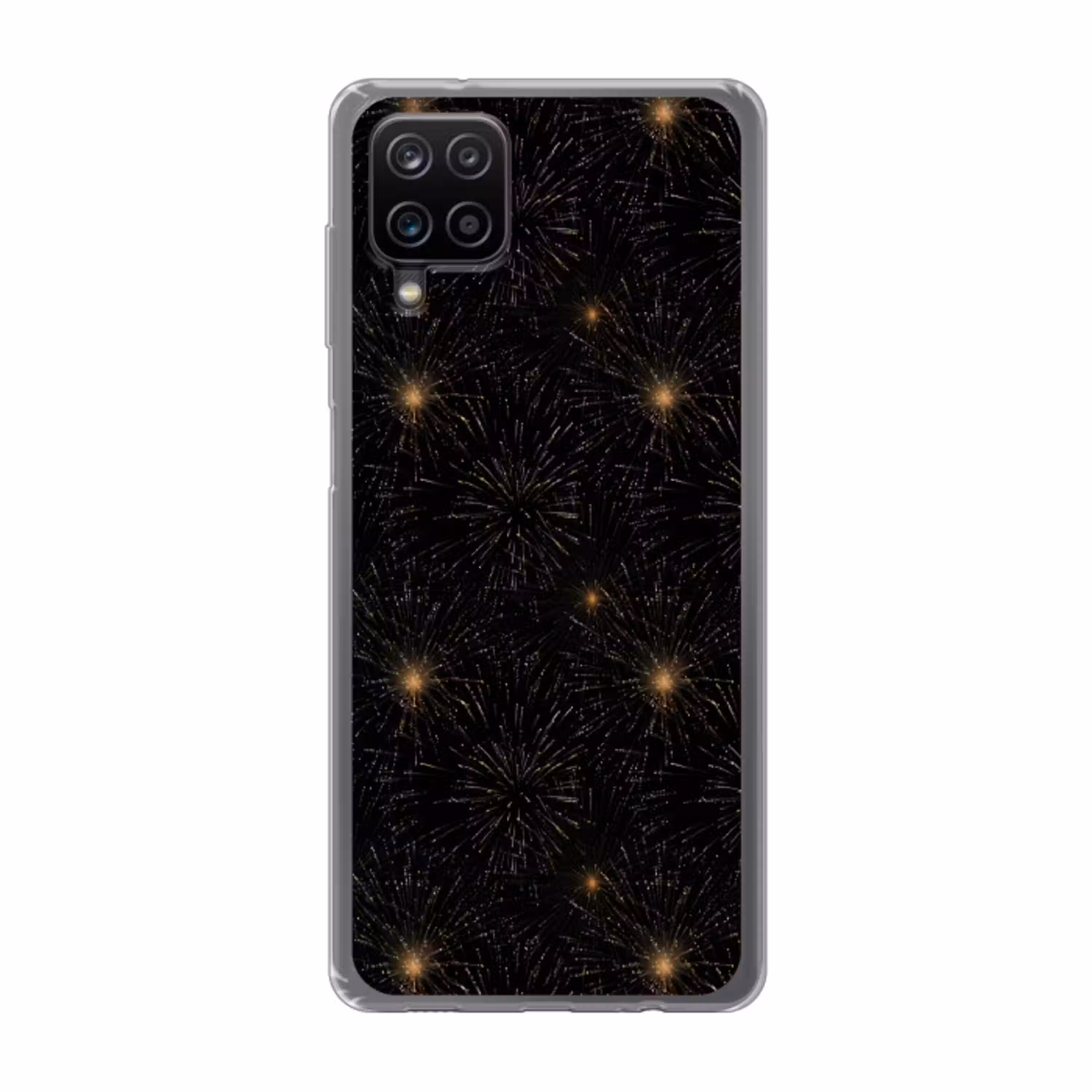 Vuurwerk - Patroon - Feestelijk - Goud - Zwart Telefoonhoesje Samsung Galaxy A12 klein 372 -3d