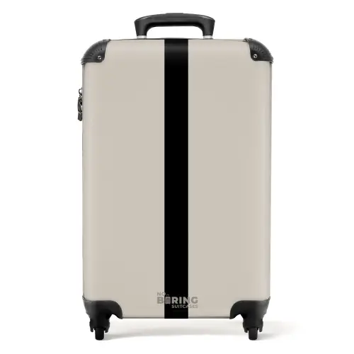 Minimal - Licht beige met zwarte streep NBS - Handbagage koffer - Unisex middel -productfoto_recht