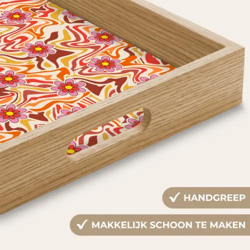 Retro - Bloemen - Patroon Dienblad Rechthoek middel 911 -USP_HandgreepNL