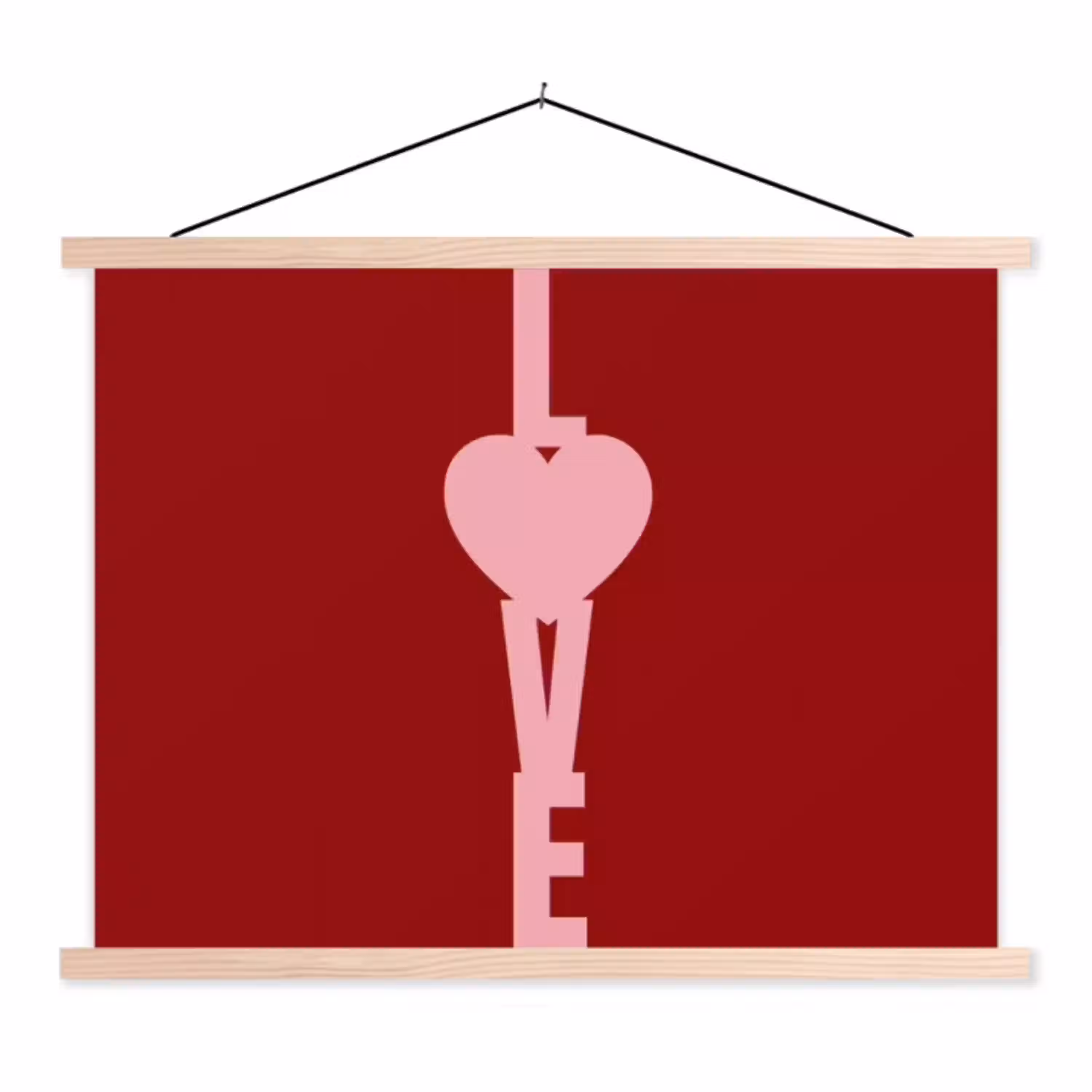 Love - Rood - Blokletters textielposter latten blank klein -3d