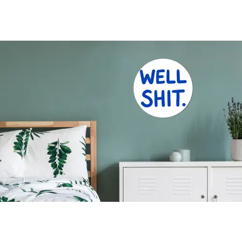 Blauw - Quote - Wit Wandcirkel aluminium klein -slaapkamer