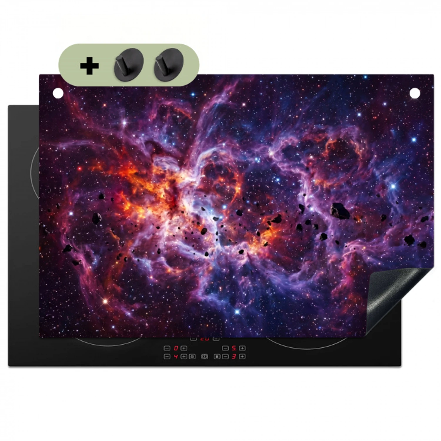 Space - Stars - Abstract - Colorful Inductie beschemer met haakjes klein -3d