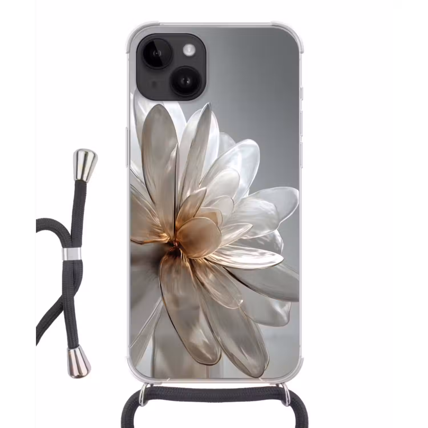 Telefoonhoesje crossbody - Bloem - Wit - Neutraal