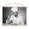 Chef - Spaghetti - Pasta textielposter latten blank klein -3d