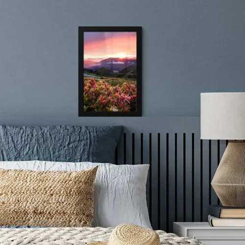 Bloemen - Bergen - Landschap - Nacht - Lucht - Roze fotolijst zwart zonder passe partout klein -sfeer3