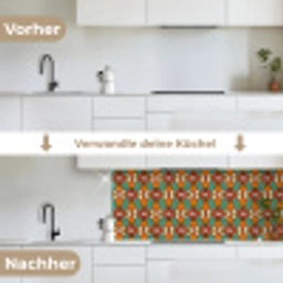 Design - Retro - Oranje - Abstract keuken achterwand 2 middel 871 -voor-na_DE