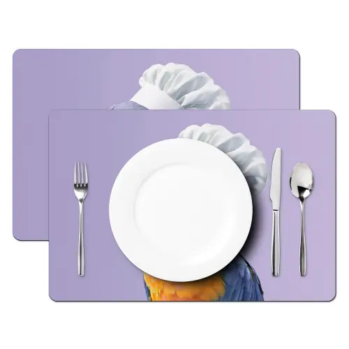 Papegaai - Koksmuts - Paars - Cute Placemat vinyl groot -zzsfeer2_Kitchenyeah-website