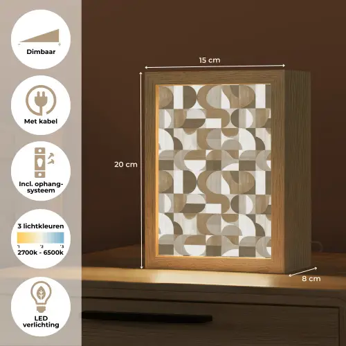 Abstract - Retro - Bruin Light Box met kabel (Tafellamp) klein 925 -USP_NL