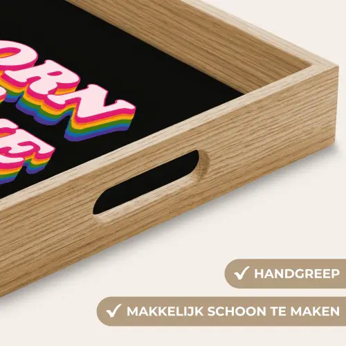 Quote - Regenboog - Roze - Zwart Dienblad Rechthoek middel -USP_HandgreepNL
