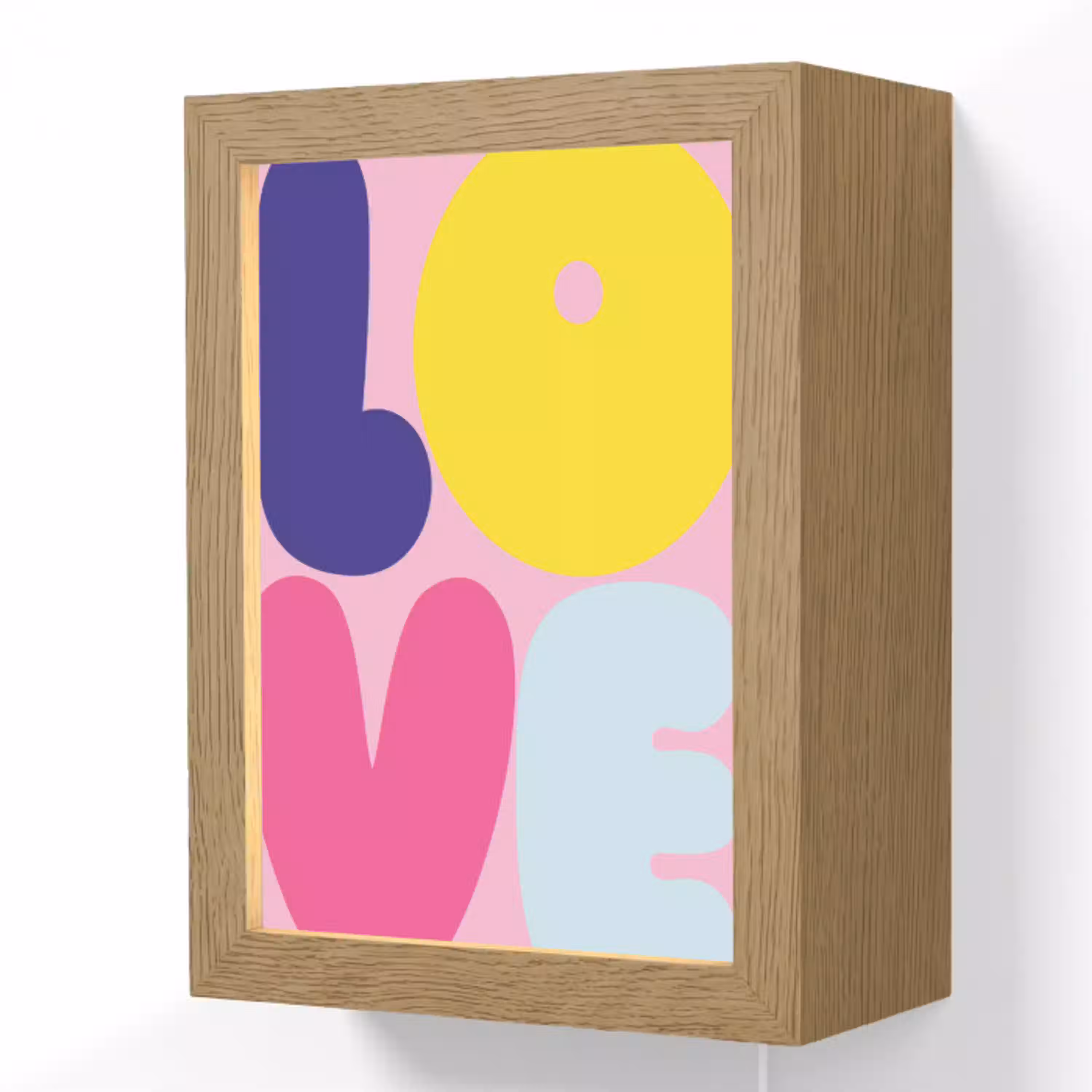 Love - Valentijn - Kleurrijk Light Box met kabel (Wandlamp) klein -3d