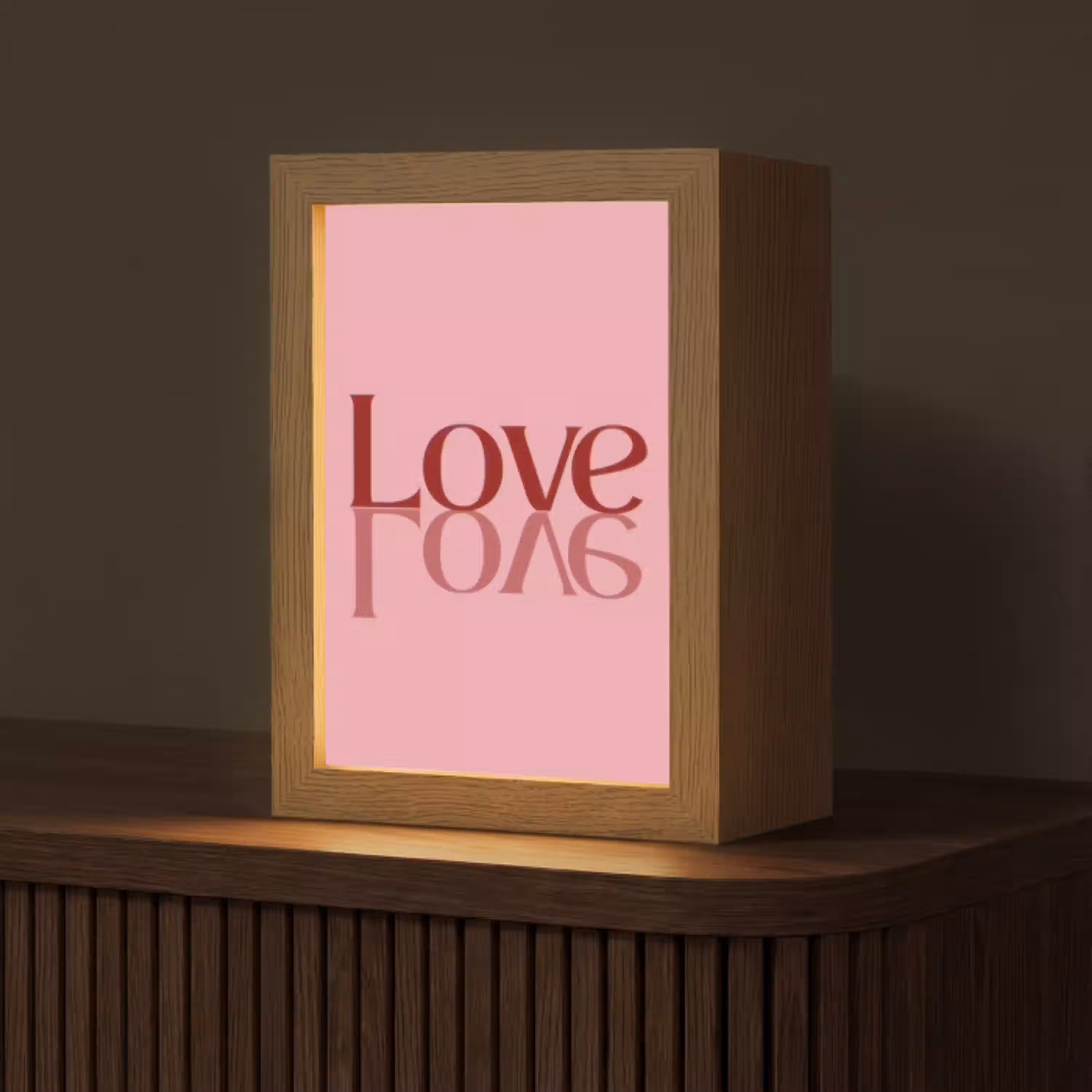 Love - Roze - Spiegeling Light Box met kabel (Tafellamp) klein -z3d_website