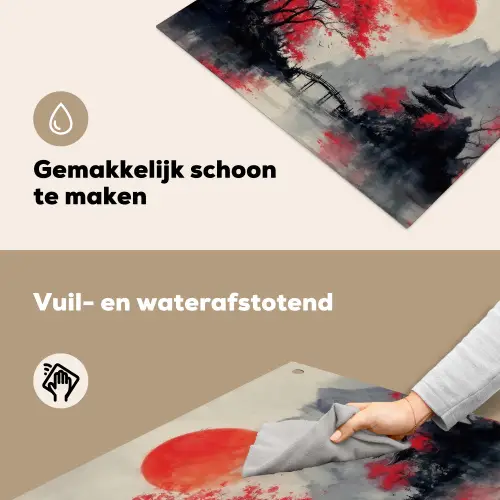 Rode zon - Rivier - brug - Bomen Inductie beschemer met haakjes middel -ky-schoon-nl