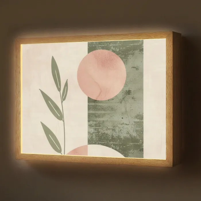 Geometrisch - Roze - Groen - Natuur Light Box met batterij (Wandlamp) middel -z3d_website
