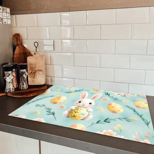 Konijn - Eieren - Takjes Inductie beschermer vinyl 3mm klein -sfeer3