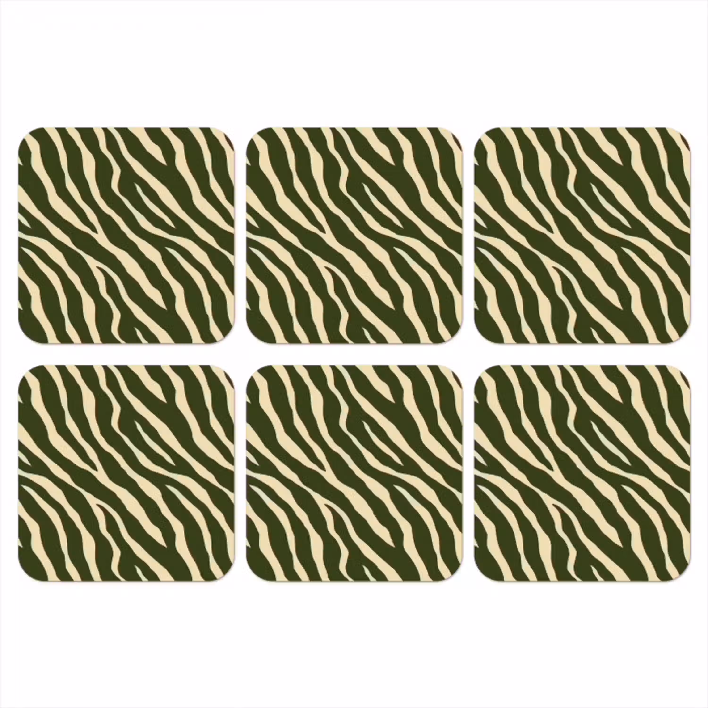 Zebra - Patroon - Groen onderzetter kurk middel 366 -3d