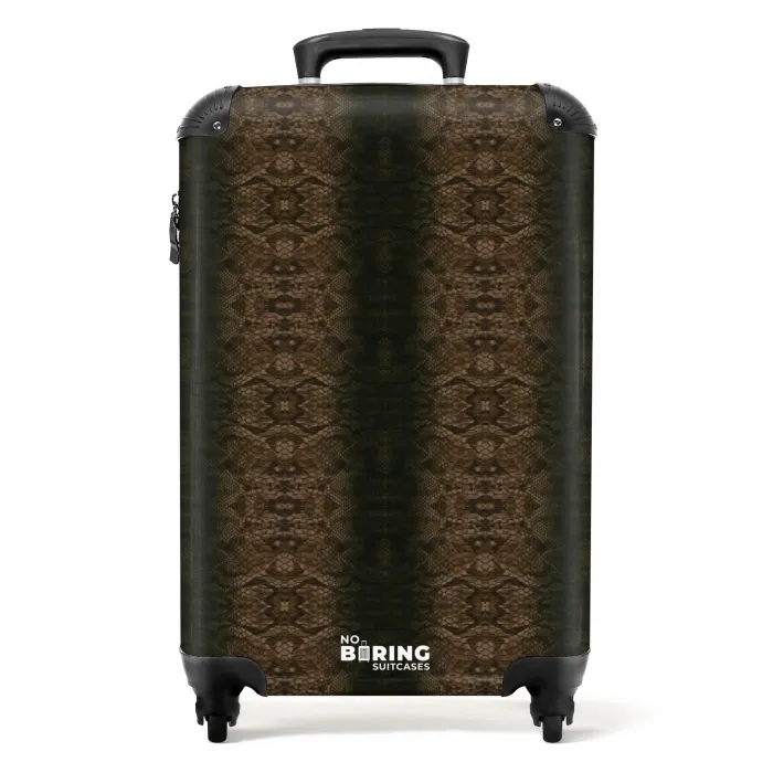 Bruin slangenhuid met symmetrische schubstructuur NBS - Handbagage koffer - Volwassenen Unisex middel -productfoto_recht