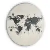 Wereldkaart - Zwart - Inkt Akoestische PET Vilt - Rond klein -3d