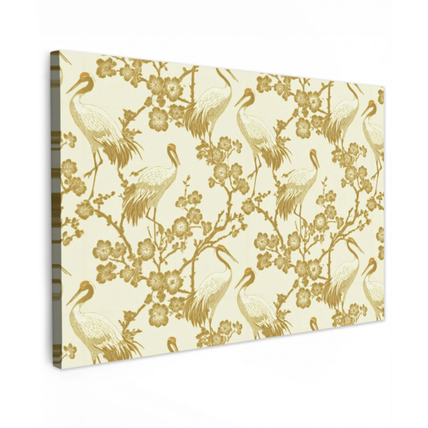 Kraanvogels - Kersenbloesem - Goud canvas 2cm klein 34 -z3d