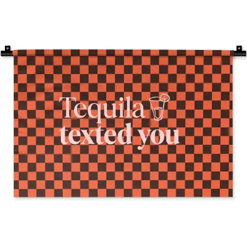 Tequila texted you - Glas - Vierkanten - Oranje Wandkleed katoen klein -zz3d
