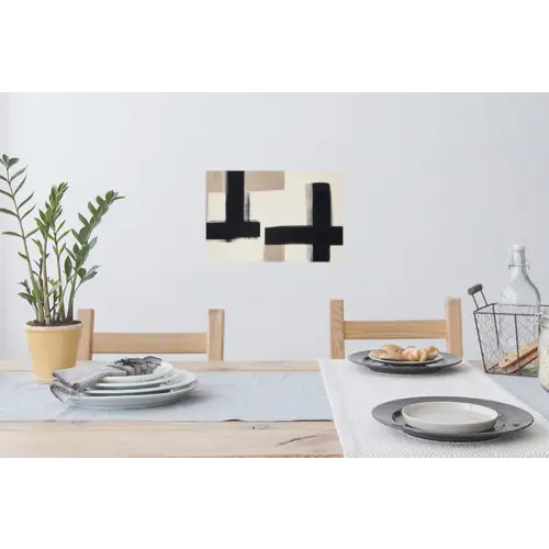 Zwart - Abstract - Japandi Muursticker klein -eettafel