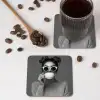 Vrouw - Koffie - Zwart - Wit onderzetter kurk middel -sfeer2