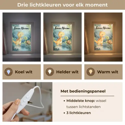 Dino - Schildpad - Jungle Light Box met kabel (Kinderlampje) klein -USP_lichtkleurNL