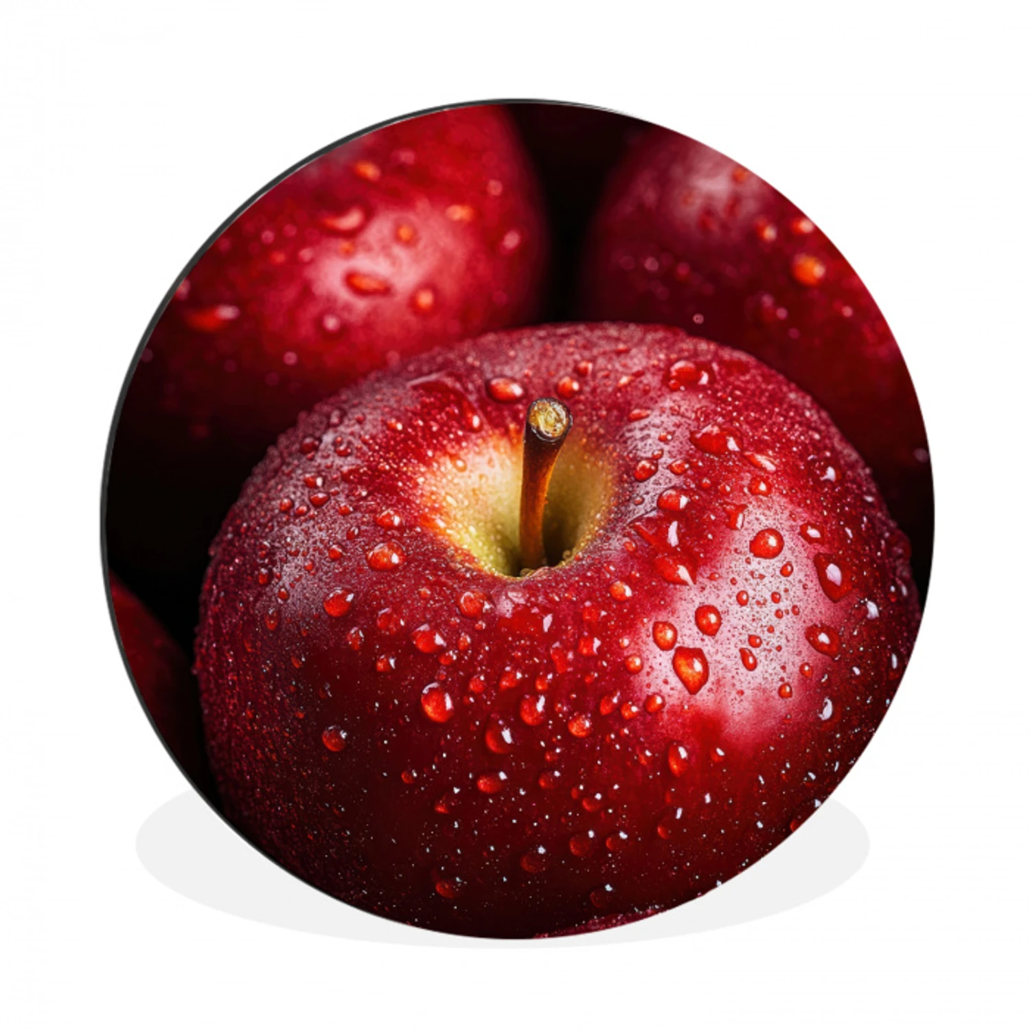Rood - Appels - Fruit Wandcirkel aluminium klein -3d