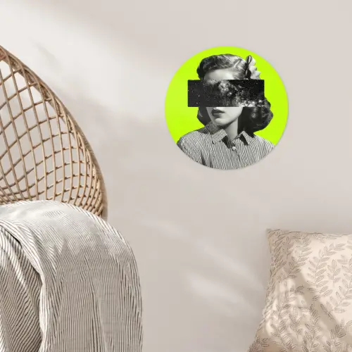 Vrouw - Sterrenhemel - Groen Wandcirkel behangsticker klein -sfeer4