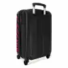 Zebrastrepen in zwart op felroze achtergrond NBS - Handbagage koffer - Volwassenen Unisex middel -achterkant