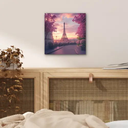 Eiffeltoren - Parijs - Roze aluminium wit klein -sfeer3